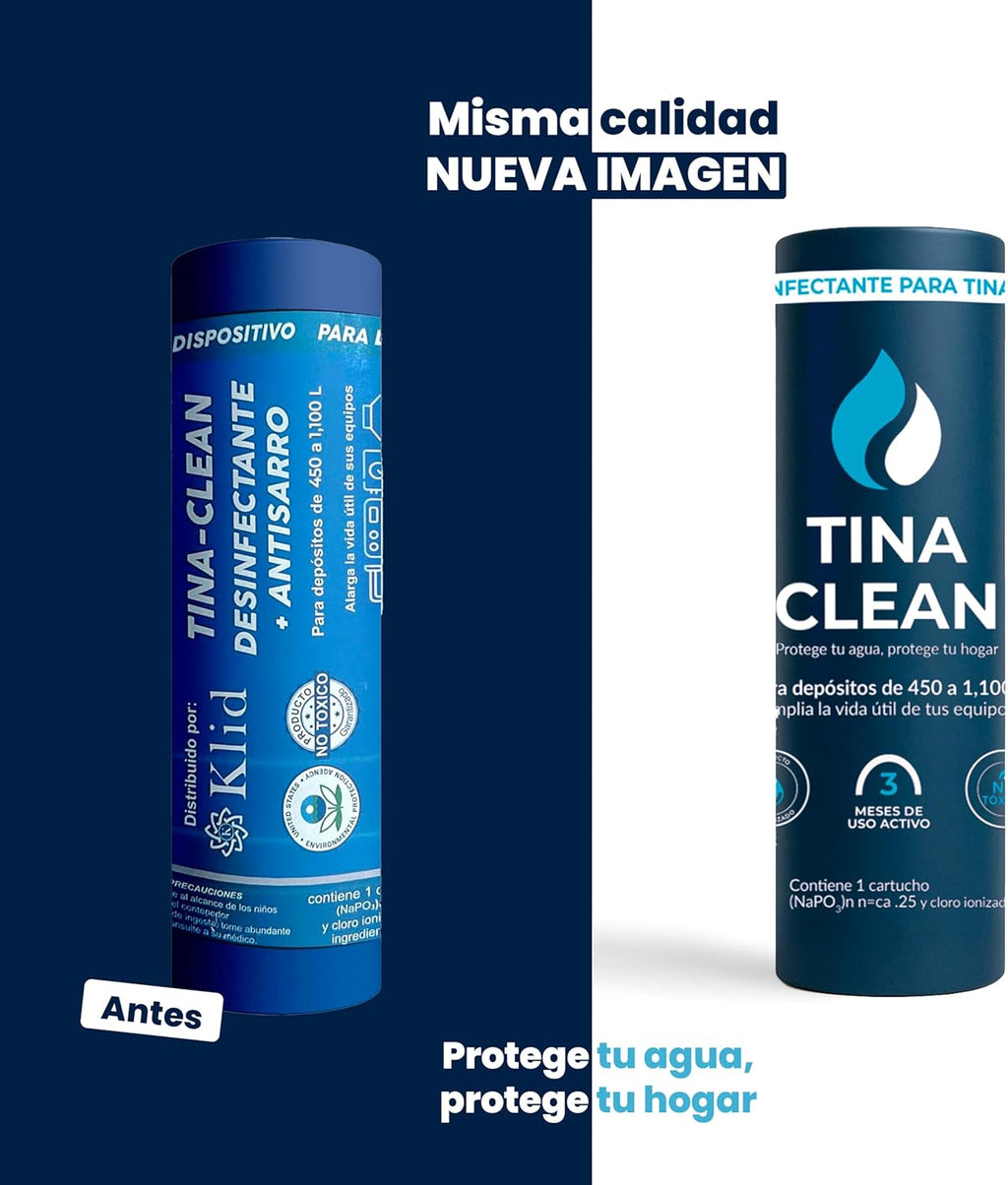 Antisarro y Desinfectante para Tinaco y Citerna 450–1100L 9 Meses | Eliminador de Sarro y Suavizador de Agua | Filtro y Suavizador | 3 Pack de 3 Meses c/u | Tina Clean – Filtro de Agua para Tinaco