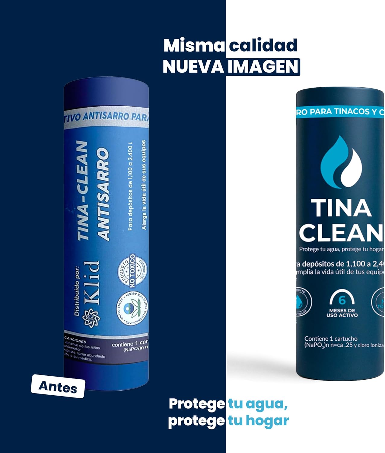 Antisarro para Tinaco y Cisterna 1100–2400L 6 Meses | Eliminador de Sarro y Sauvizador de Agua | Filtro de Agua y Suavizador |Tina Clean – Filtro Agua para Tinaco