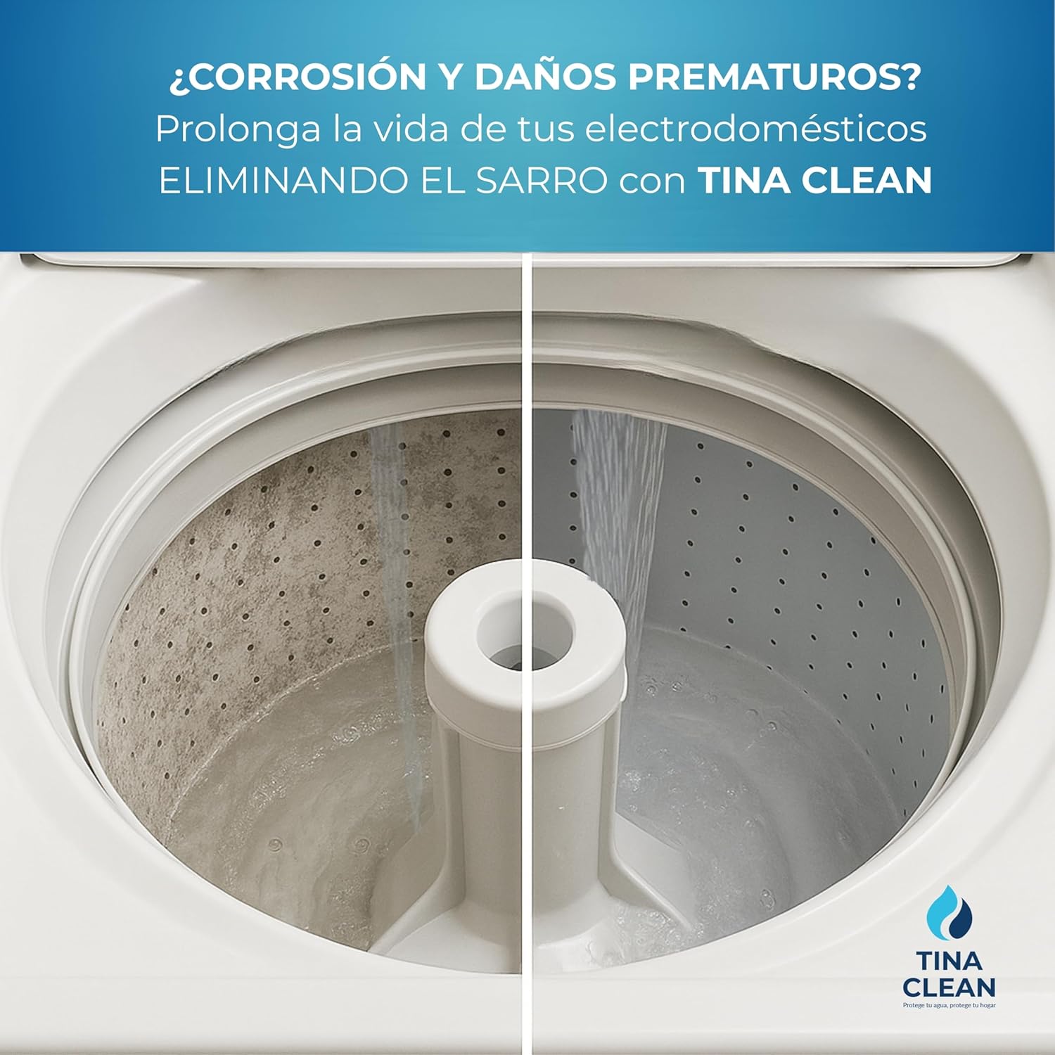 Antisarro para Tinaco y Cisterna 1100–2400L 6 Meses | Eliminador de Sarro y Sauvizador de Agua | Filtro de Agua y Suavizador |Tina Clean – Filtro Agua para Tinaco