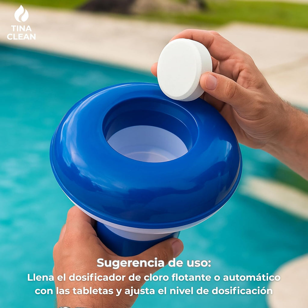 Klid Home Tina Clean Pastilla tricloro para alberca de 3" Tableta de Tricloro 200g – Pastilla Desinfectante para Tinacos, Cisternas, Albercas, Jacuzzis y Depósitos de Agua | Larga Duración