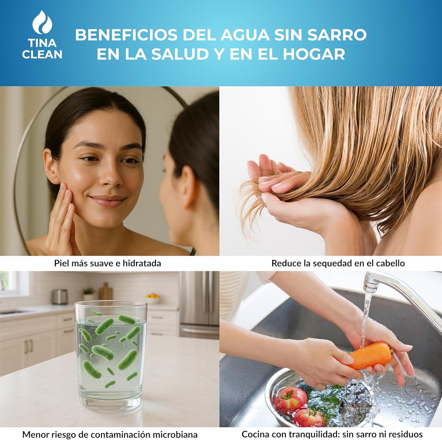 Antisarro para Tinaco y Cisterna 450-1100L 3 Meses | Eliminador de Sarro y Suavizador de Agua | Filtro Antisarro y Suavizador | Tina Clean – Filtro de Agua para Tinaco