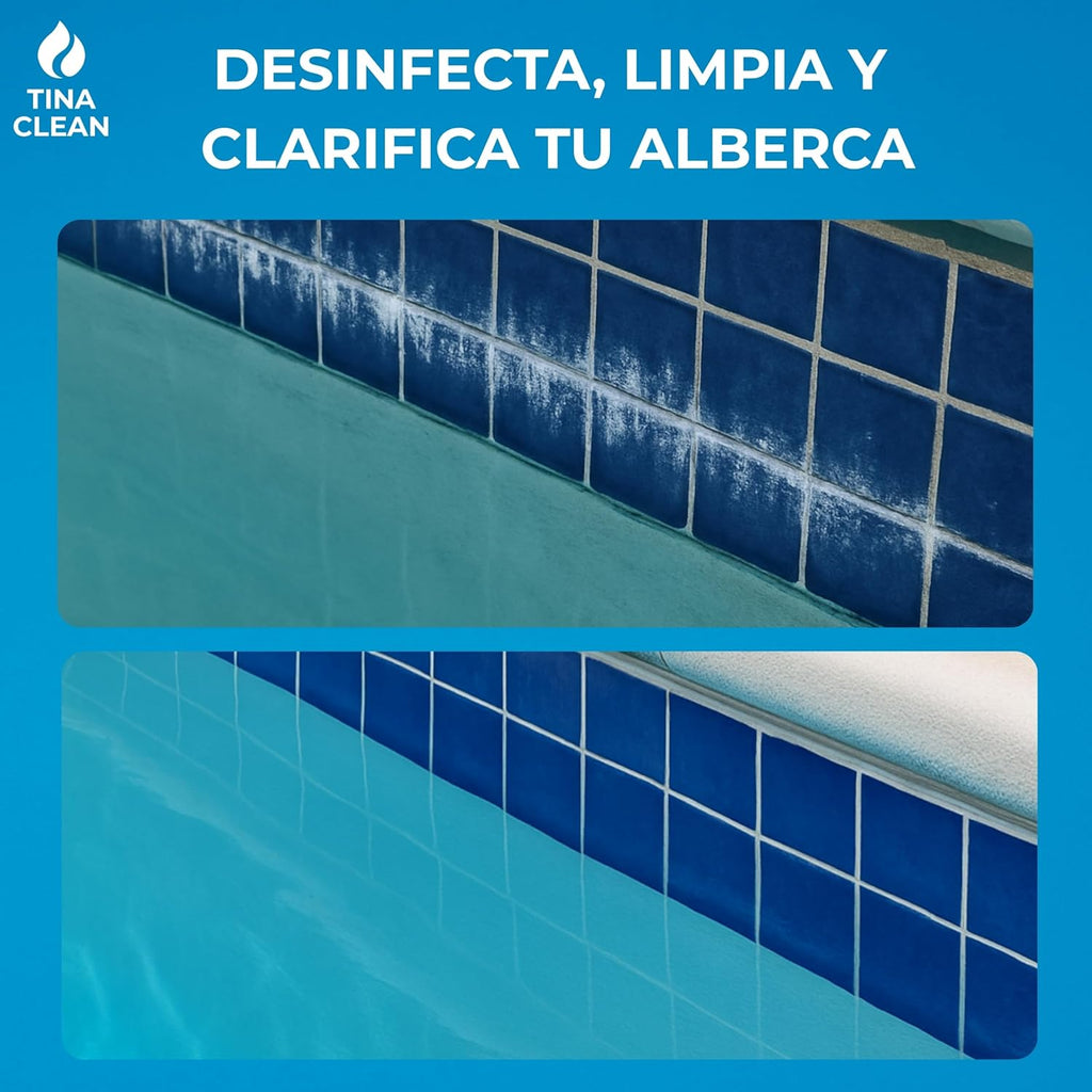 Klid Home Tina Clean Pastilla tricloro para alberca de 3" Tableta de Tricloro 200g – Pastilla Desinfectante para Tinacos, Cisternas, Albercas, Jacuzzis y Depósitos de Agua | Larga Duración