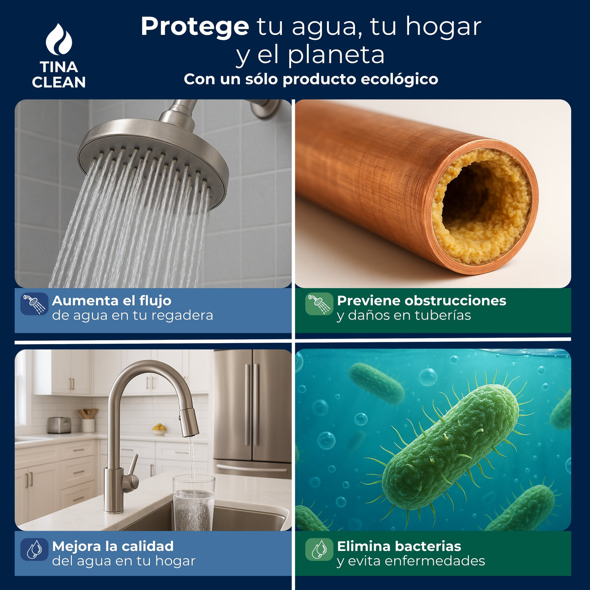 Antisarro Ecológico TINA CLEAN para Tinaco 450-2000L | 12 meses