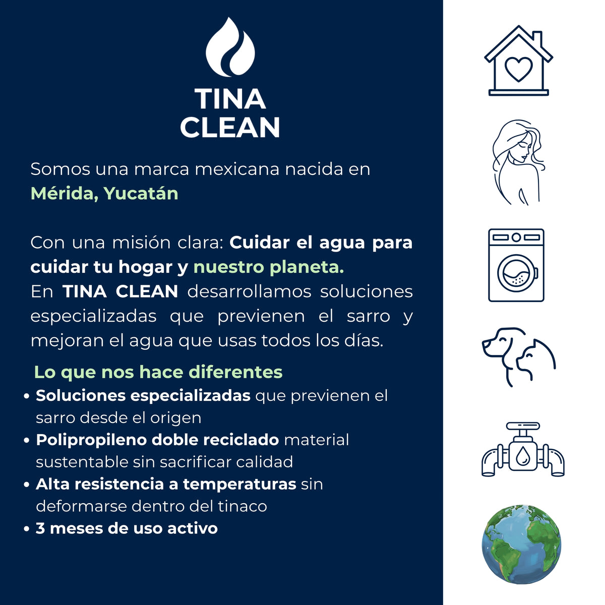 Antisarro Ecológico Dual TINA CLEAN para Tinaco 450-1100L | 3 meses