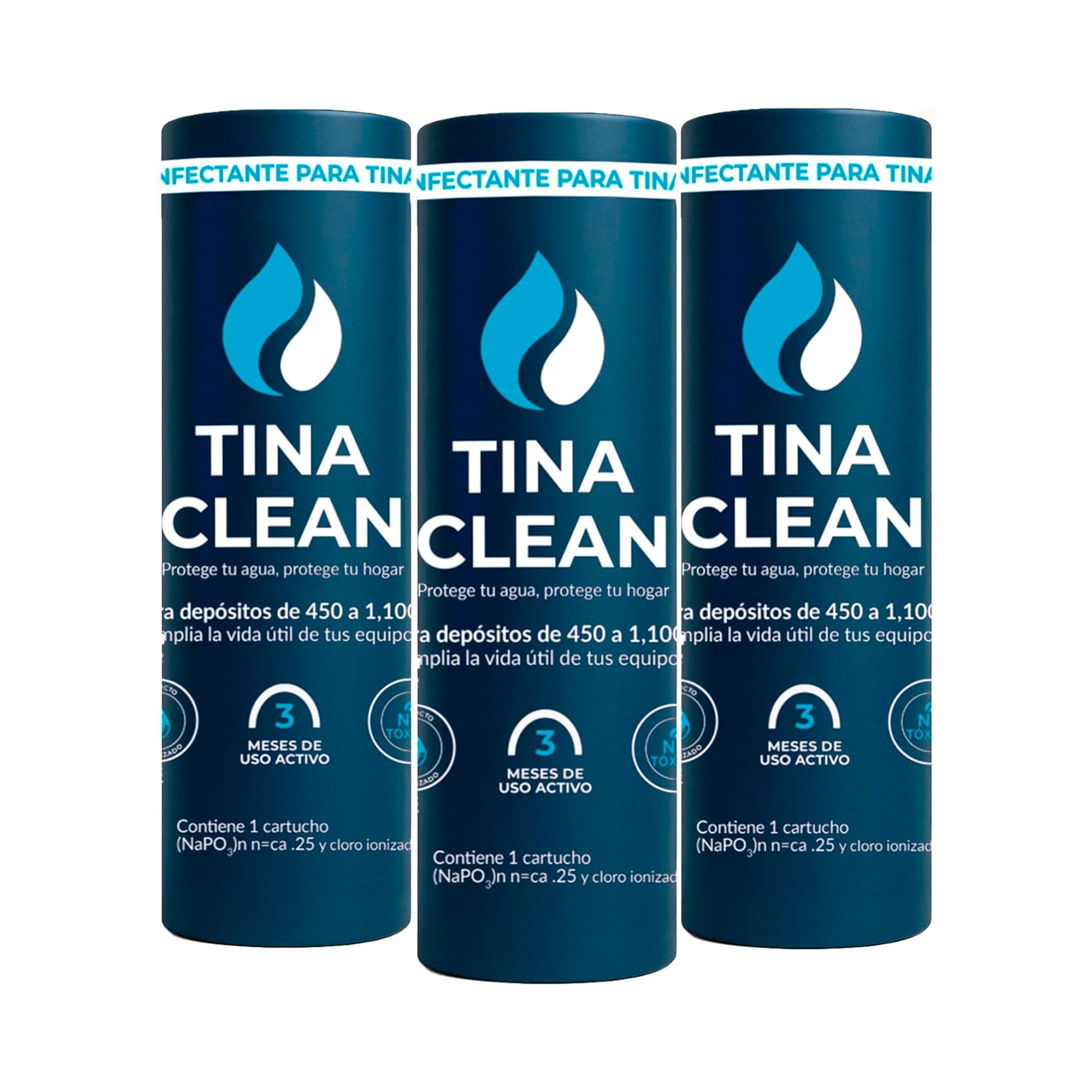 Antisarro y Desinfectante para Tinaco y Citerna 450–1100L | 3 Pack de 3 Meses c/u