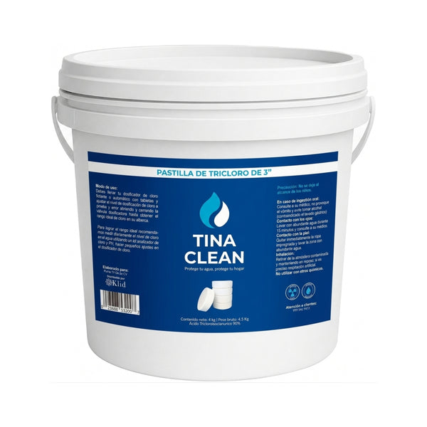 Pastillas de Tricloro TINA CLEAN 3 pulgadas | Cubeta 4 kilos